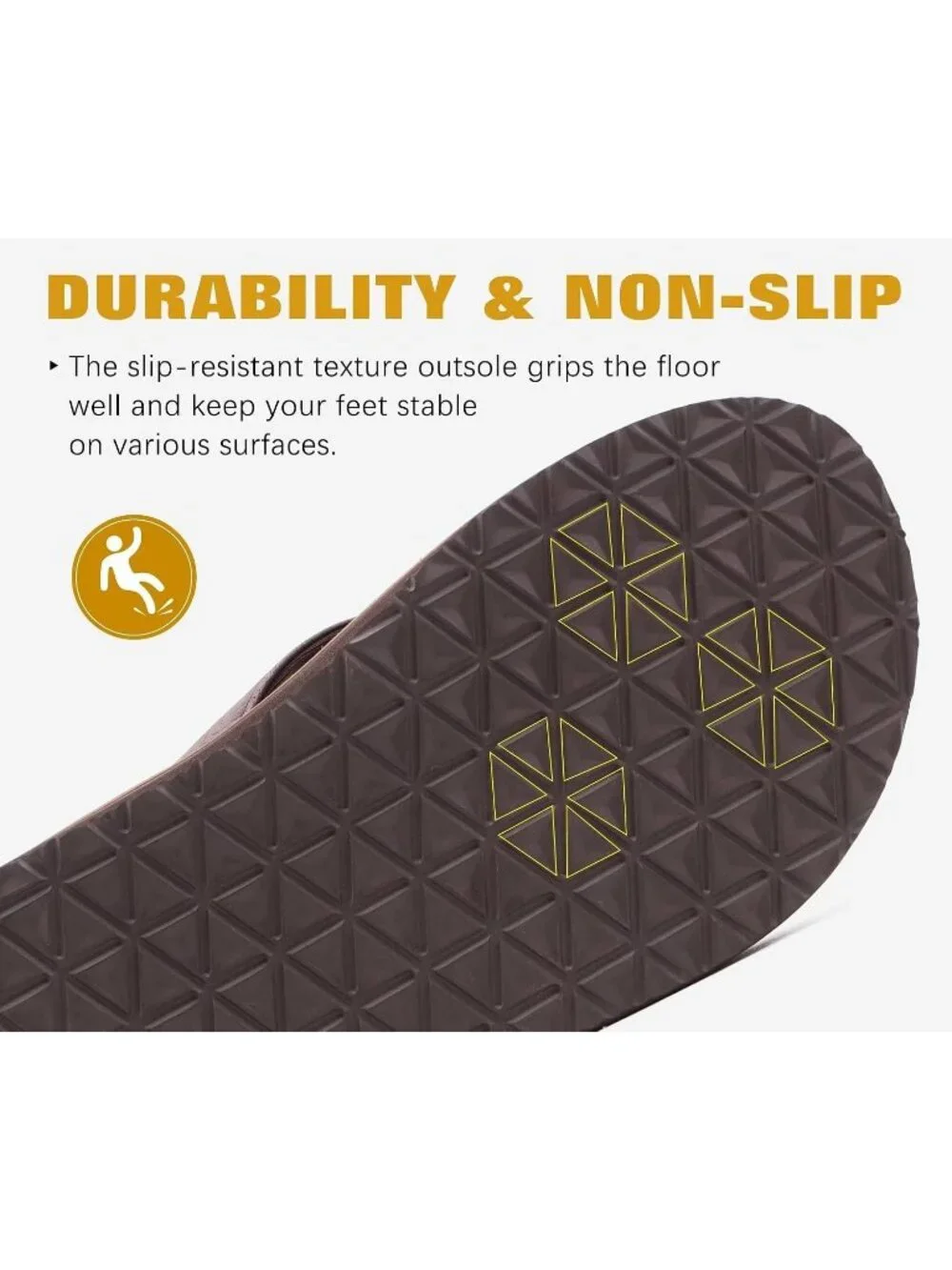 Men's Coffee Brown Yoga Mat Flip Flops Slip On Indoor Outdoor Sandal Slipper